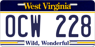 WV license plate OCW228