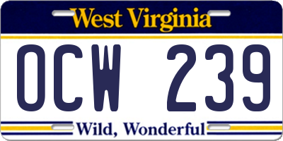 WV license plate OCW239
