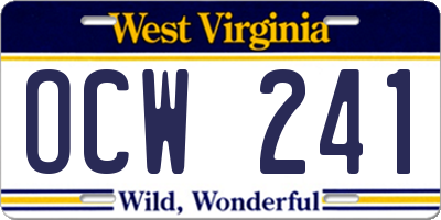 WV license plate OCW241