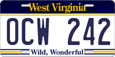 WV license plate OCW242
