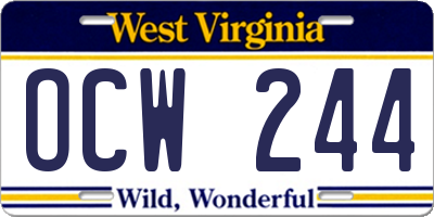 WV license plate OCW244