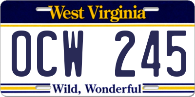 WV license plate OCW245