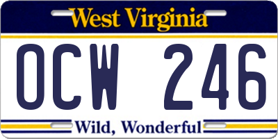 WV license plate OCW246