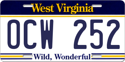 WV license plate OCW252