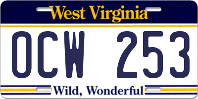 WV license plate OCW253