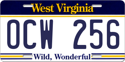 WV license plate OCW256