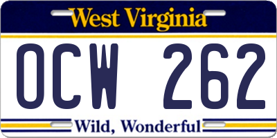WV license plate OCW262