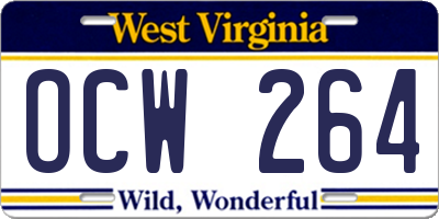 WV license plate OCW264