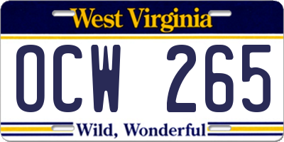 WV license plate OCW265