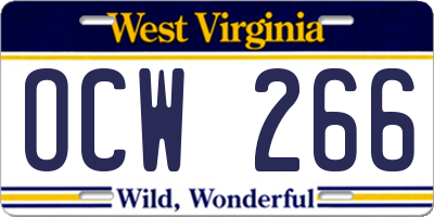 WV license plate OCW266