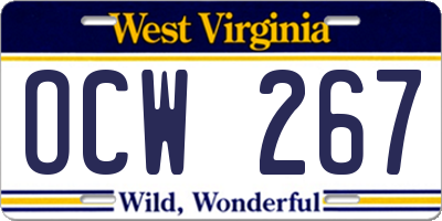 WV license plate OCW267