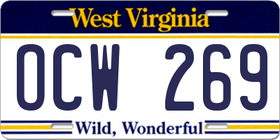 WV license plate OCW269