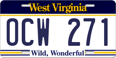 WV license plate OCW271