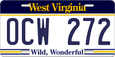 WV license plate OCW272