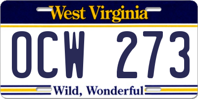 WV license plate OCW273