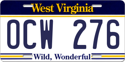 WV license plate OCW276