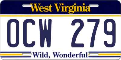 WV license plate OCW279
