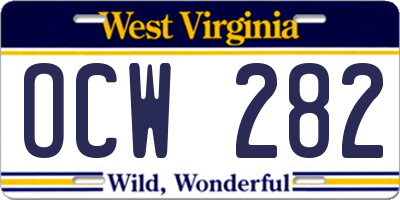 WV license plate OCW282