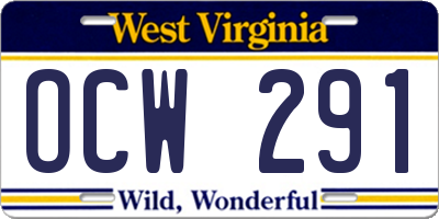 WV license plate OCW291