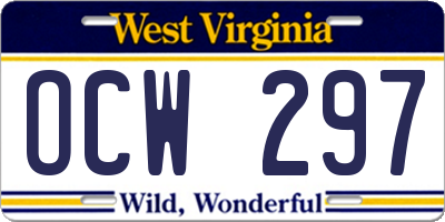 WV license plate OCW297