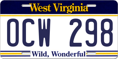 WV license plate OCW298