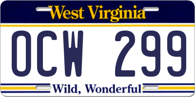 WV license plate OCW299
