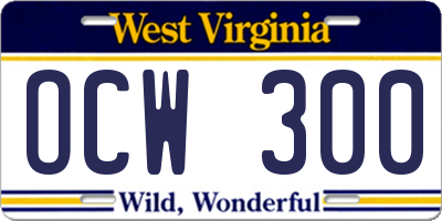 WV license plate OCW300