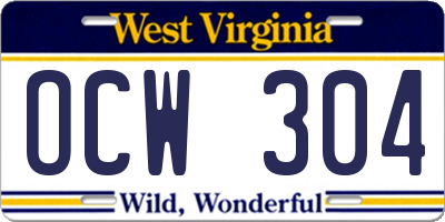 WV license plate OCW304