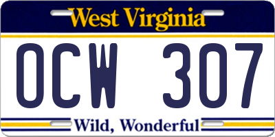 WV license plate OCW307