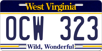 WV license plate OCW323