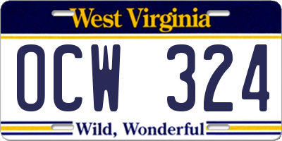 WV license plate OCW324