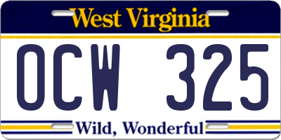 WV license plate OCW325