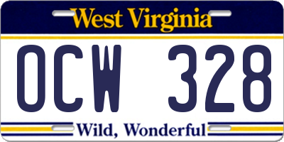 WV license plate OCW328