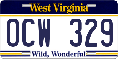 WV license plate OCW329