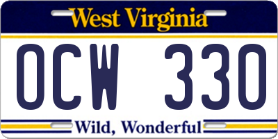 WV license plate OCW330