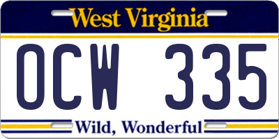 WV license plate OCW335