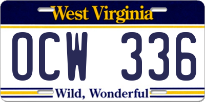WV license plate OCW336