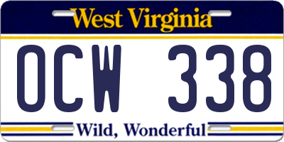 WV license plate OCW338