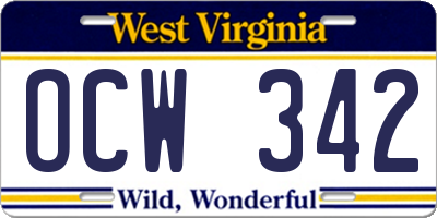 WV license plate OCW342