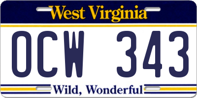 WV license plate OCW343