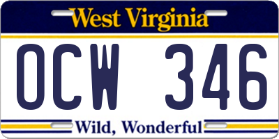 WV license plate OCW346