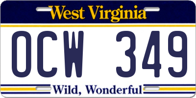 WV license plate OCW349