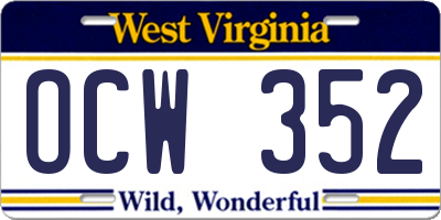 WV license plate OCW352