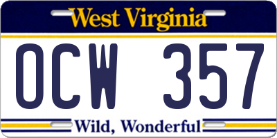 WV license plate OCW357
