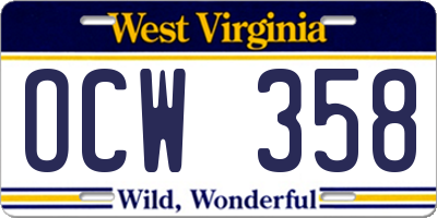 WV license plate OCW358