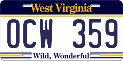 WV license plate OCW359