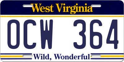 WV license plate OCW364