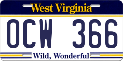 WV license plate OCW366