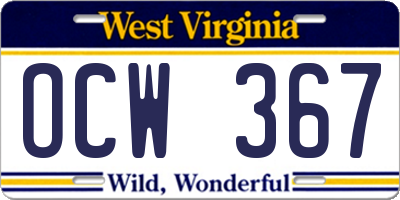 WV license plate OCW367