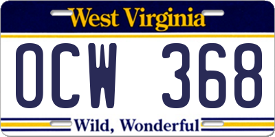 WV license plate OCW368